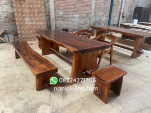 Set Solid Trambesi Wood Dining Table With Chairs Cairo