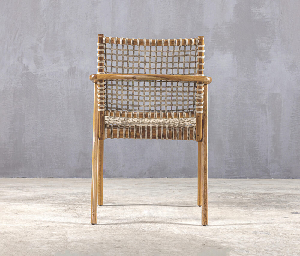 Teak Wood Lounge Chair with Rope Webbing