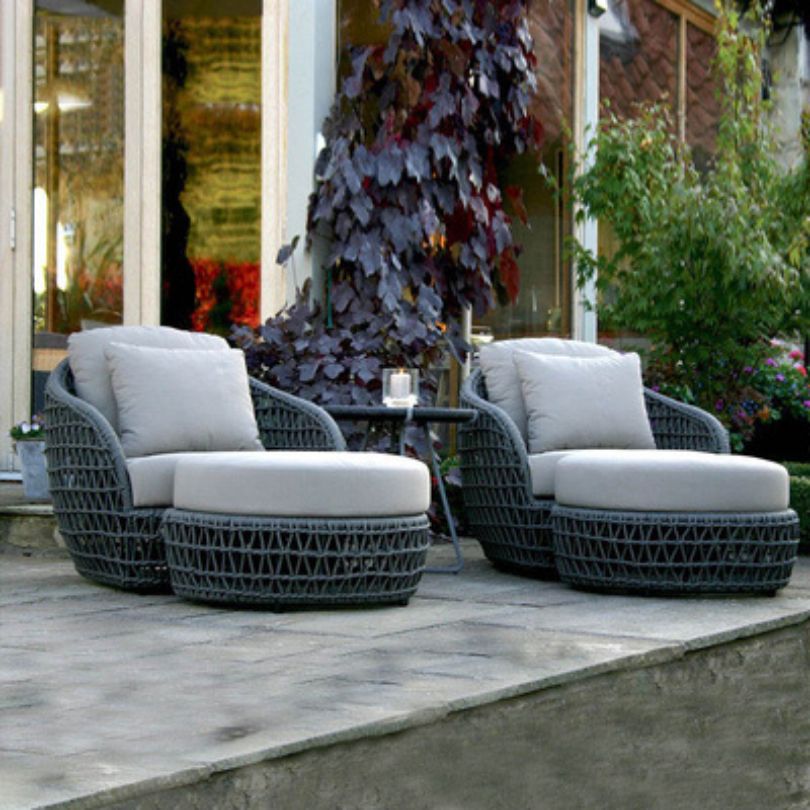 Badalona Rattan Curved Outdoor Sofa and Footstool