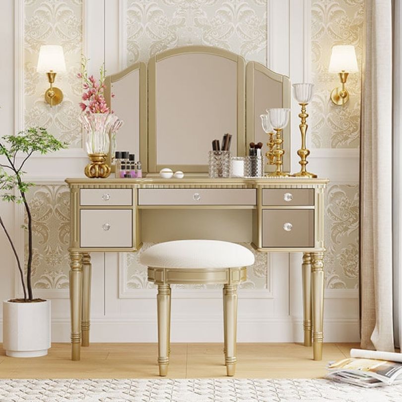 Gijon Gold Triple Mirror Dressing Table with Mirror