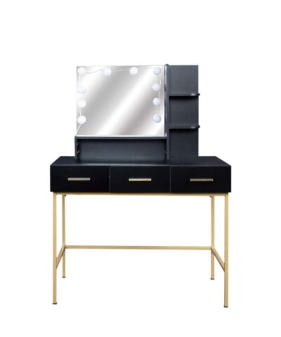 Hospitalet Black Dressing Table with LED Mirror and 3 Drawers