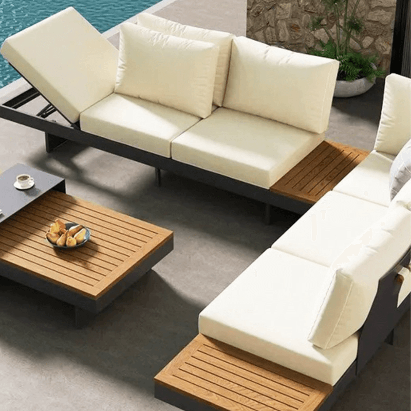 Palma Modern L-Shape Teak Wood Outdoor Sofa Set