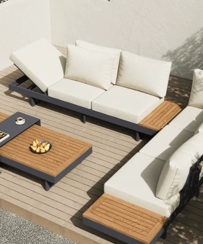Palma Modern L-Shape Teak Wood Outdoor Sofa Set