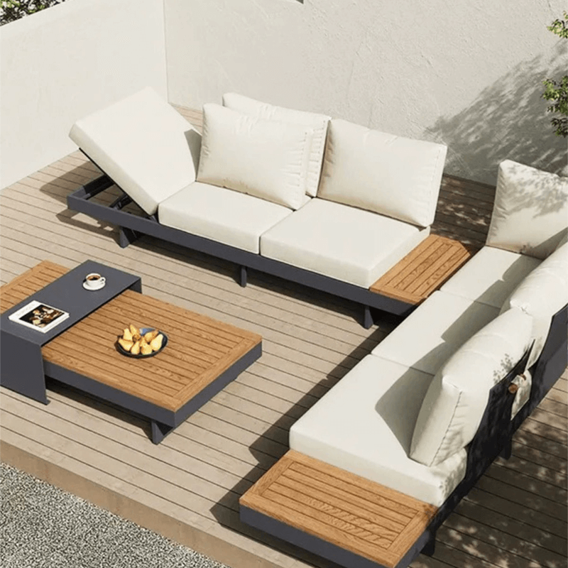 Palma Modern L-Shape Teak Wood Outdoor Sofa Set