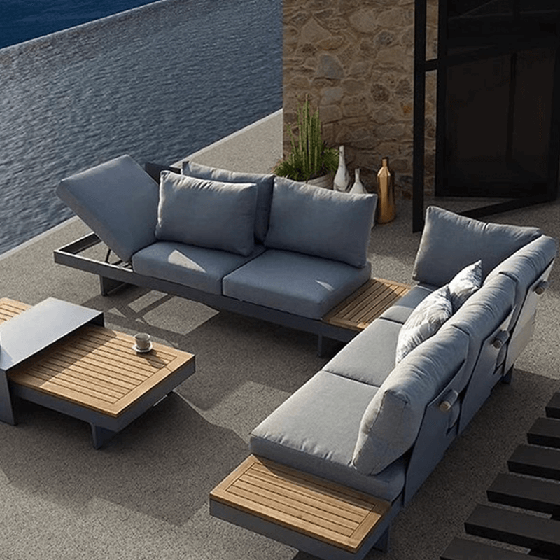 Palma Modern L-Shape Teak Wood Outdoor Sofa Set