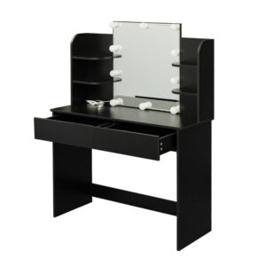 Vitoria Black Dressing Table with 10 Lights and 2 Drawers