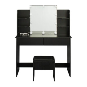 Vitoria Black Dressing Table with 10 Lights and 2 Drawers