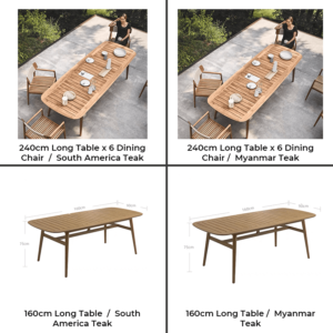 Palmas Modern Outdoor Dining Table Set in Natural Teak