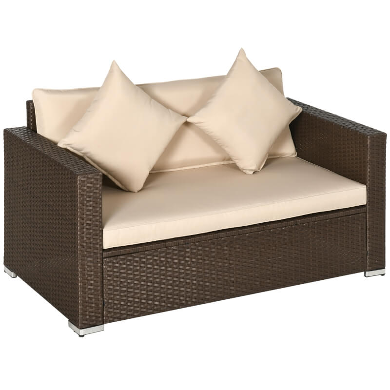 Zaragoza Outdoor Wicker Synthetic Rattan Sofa 2 Seats