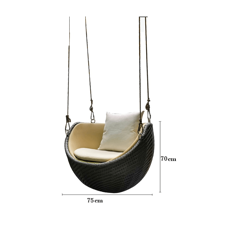 Aulnay Outdoor Rattan Swing Rocking Chair with Hanging Ropes