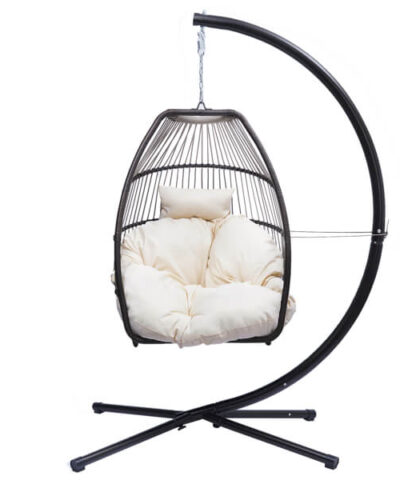 Henares Rattan Swing Hammock Egg Chair Black