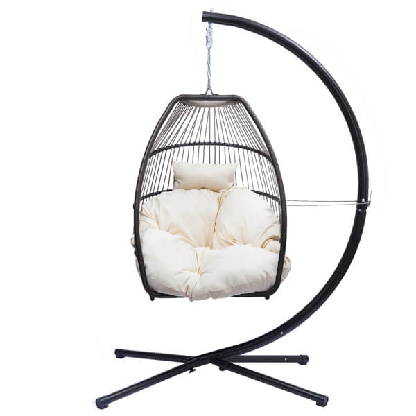 Henares Rattan Swing Hammock Egg Chair Black