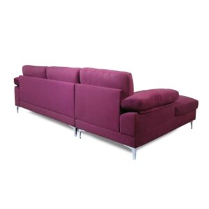 Calais Purple Velvet L-Shaped Sectional Sofa