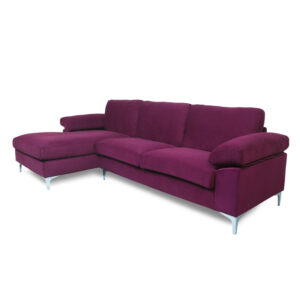 Calais Purple Velvet L-Shaped Sectional Sofa