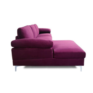 Calais Purple Velvet L-Shaped Sectional Sofa