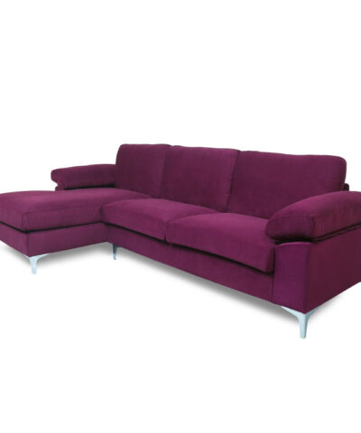 Calais Purple Velvet L-Shaped Sectional Sofa