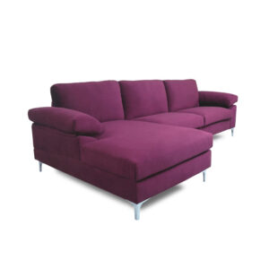 Calais Purple Velvet L-Shaped Sectional Sofa