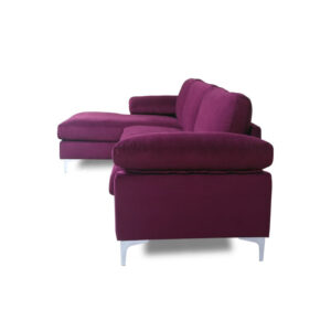 Calais Purple Velvet L-Shaped Sectional Sofa