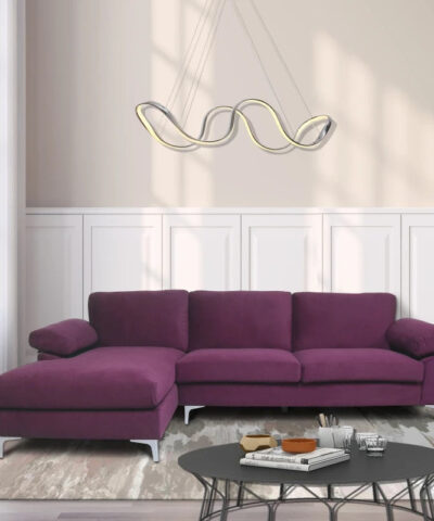 Calais Purple Velvet L-Shaped Sectional Sofa