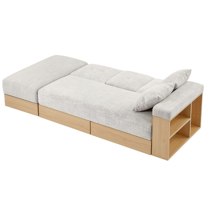 Nazaire Multi-functional Gray Sofa with Side Storage and Drawers