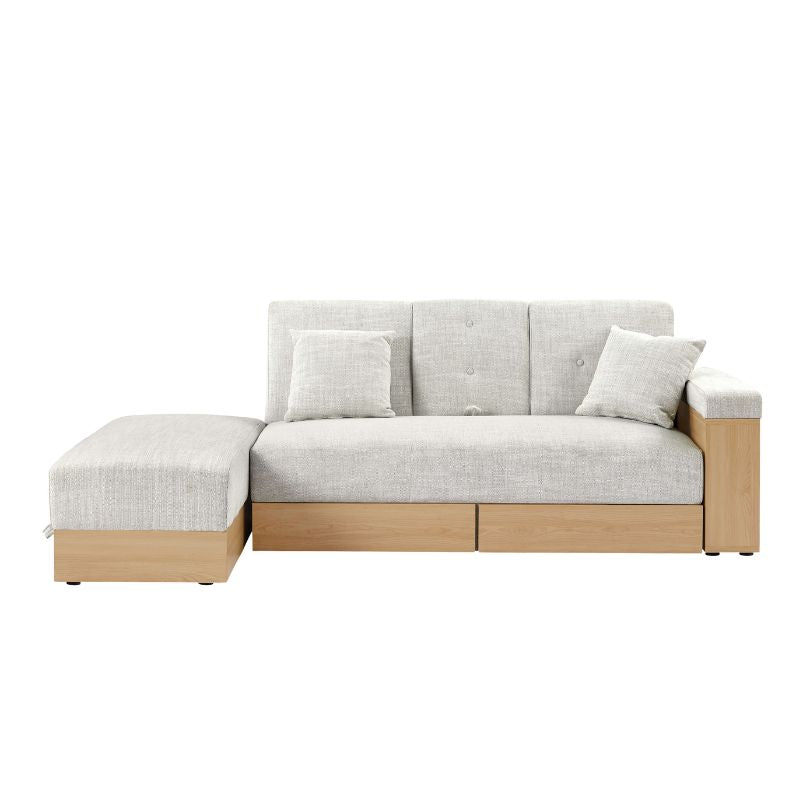 Nazaire Multi-functional Gray Sofa with Side Storage and Drawers