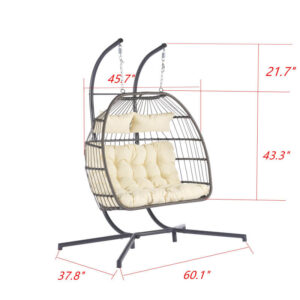 Champigny Modern Rattan 2 Seater Hanging Swing Chair