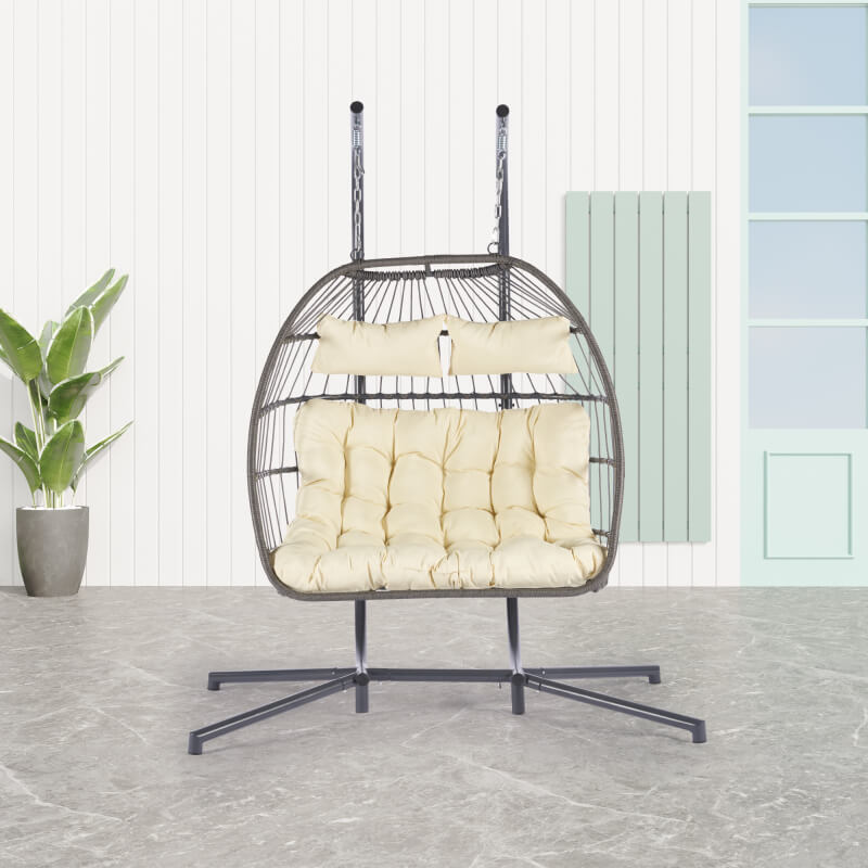 Champigny Modern Rattan 2 Seater Hanging Swing Chair