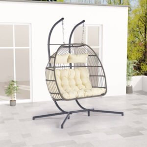 Champigny Modern Rattan 2 Seater Hanging Swing Chair