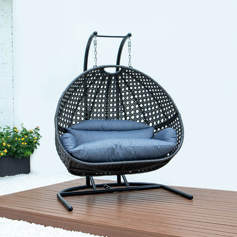 Aubervilliers Hanging Egg Chair Wicker Hanging Swing 2 Seater