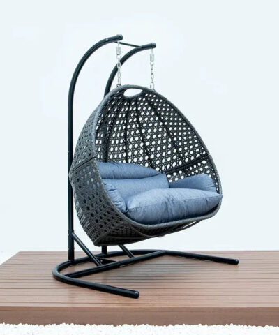 Aubervilliers Hanging Egg Chair Wicker Hanging Swing 2 Seater