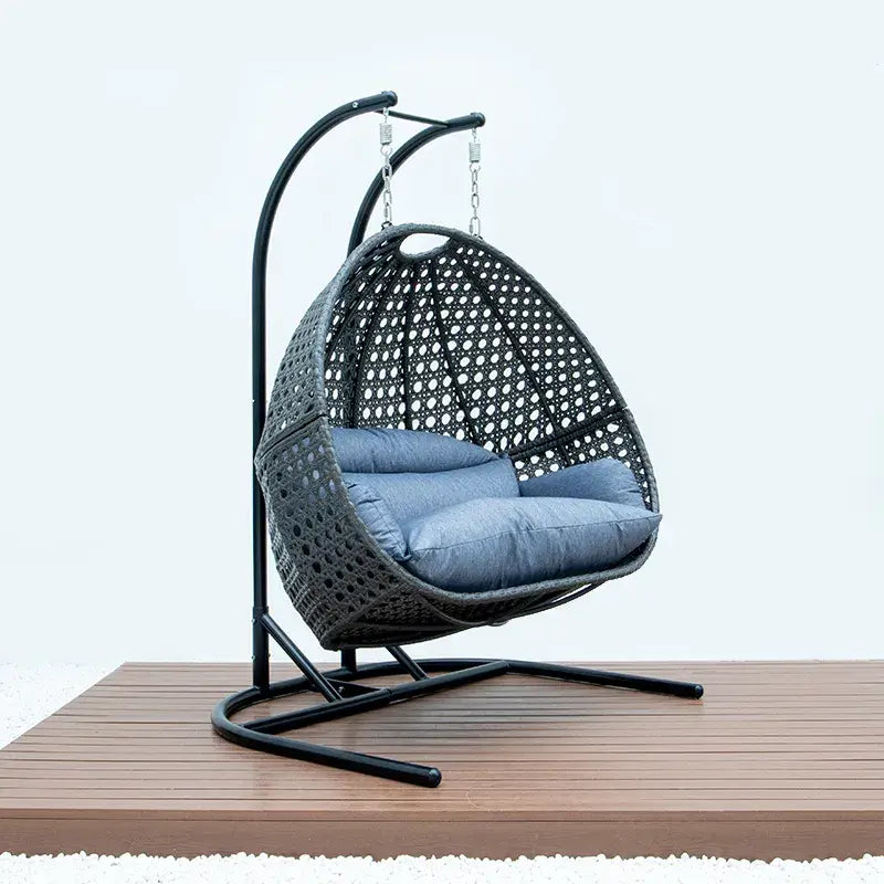 Aubervilliers Hanging Egg Chair Wicker Hanging Swing 2 Seater