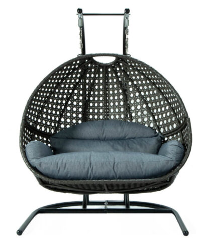 Aubervilliers Hanging Egg Chair Wicker Hanging Swing 2 Seater