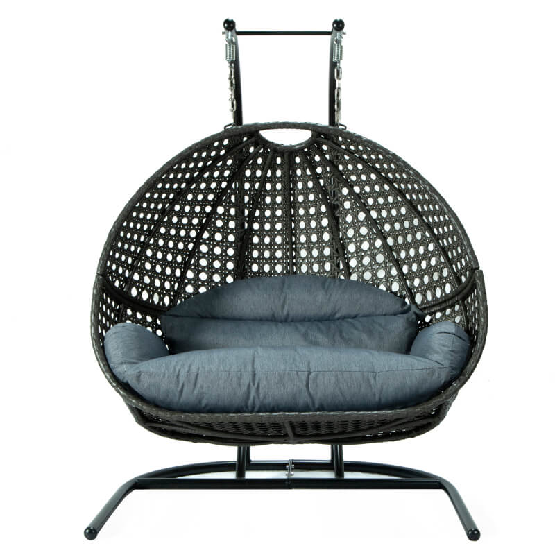 Aubervilliers Hanging Egg Chair Wicker Hanging Swing 2 Seater