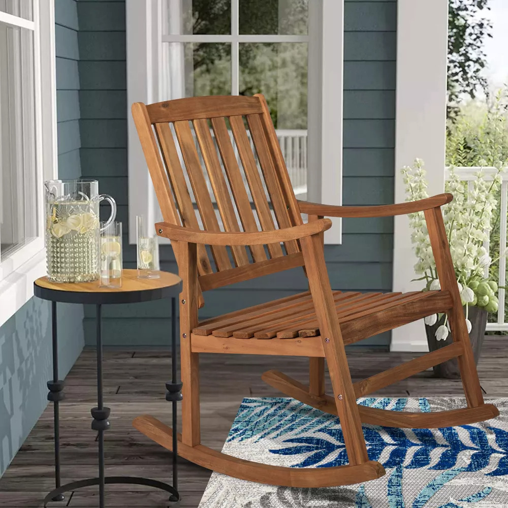 Naha Teak Wood Patio Outdoor Rocking Chair