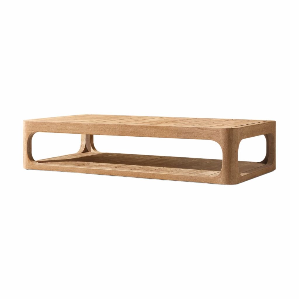 Aomori Half-circle Outdoor Teak Rectangular Coffee Table