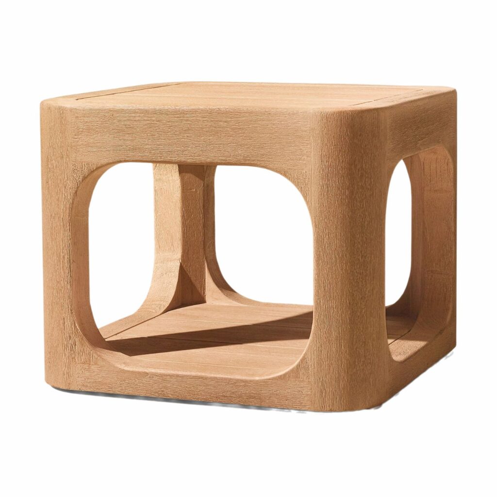 Fukuyama Half-circle Outdoor Teak Square Side Table