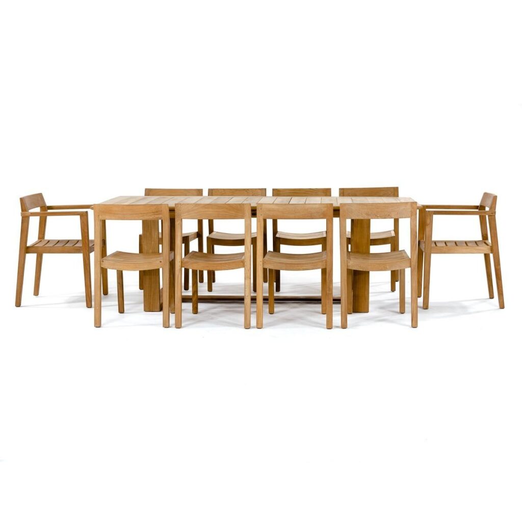 Leipzig 11 pc Teak Rectangular Dining Set Table Extendable