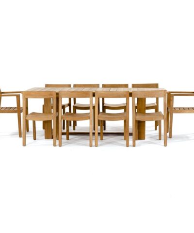 Leipzig 11 pc Teak Rectangular Dining Set Table Extendable