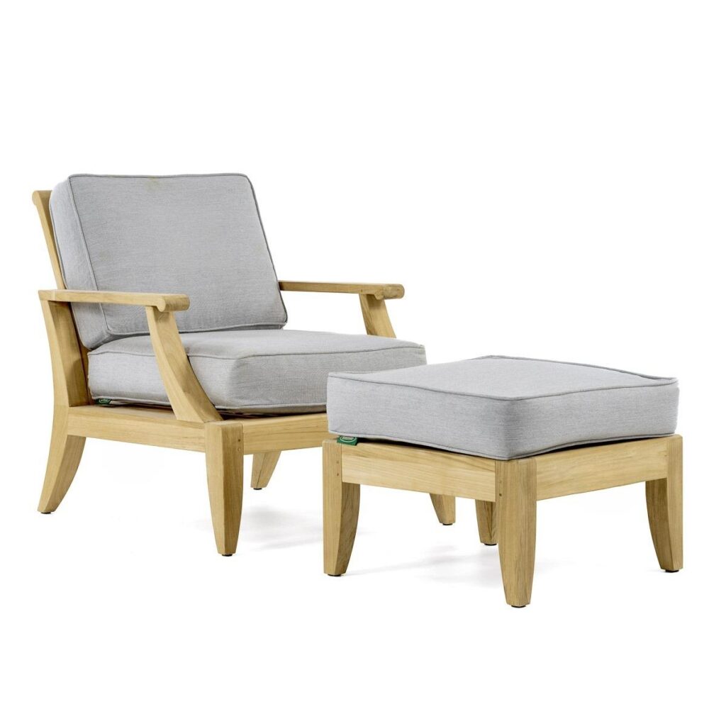 Wiesbaden Teak Lounge Chair & Ottoman Set With Cushion