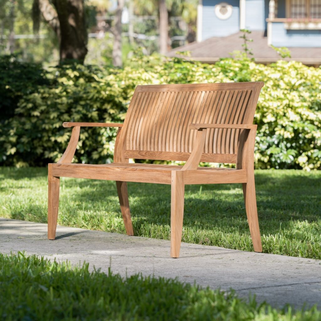 Bochum Teak Outdoor Bench Natural 2 Seater