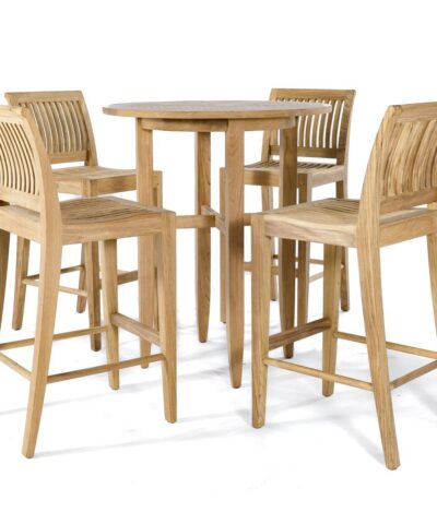 Bonn 5pc Teak High Round Bar Table Set