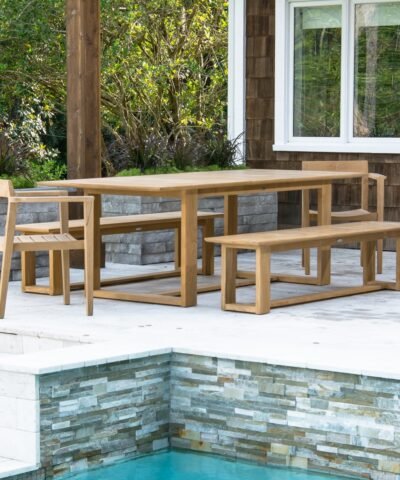 Bremen Teak Rectangular Table and Bench With Chair