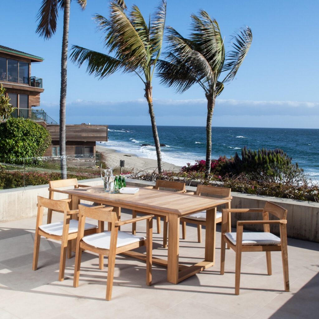 Dresden 7 pc Teak Rectangular Dining Set Table Extendable