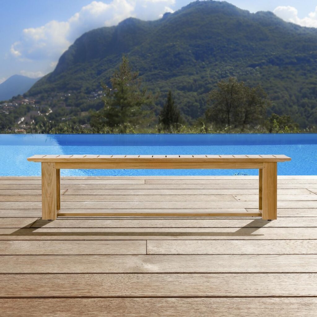 Dusseldorf Elegant Teak Outdoor Backless Bench