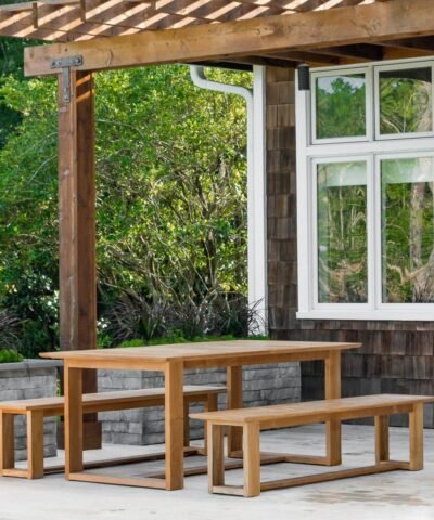 Hamburg Teak Rectangular Dining Picnic Set Extendable Table