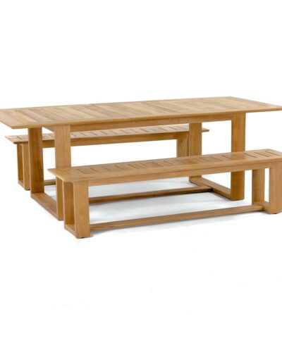 Hamburg Teak Rectangular Dining Picnic Set Extendable Table