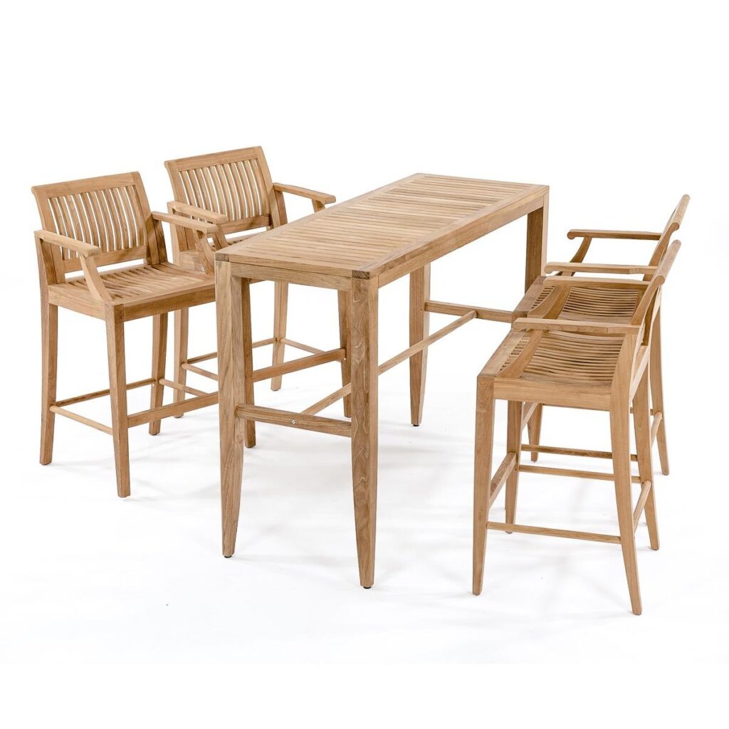 Karlsruhe 5pc Teak Rectangular High Bar Table Set