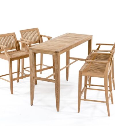 Karlsruhe 5pc Teak Rectangular High Bar Table Set