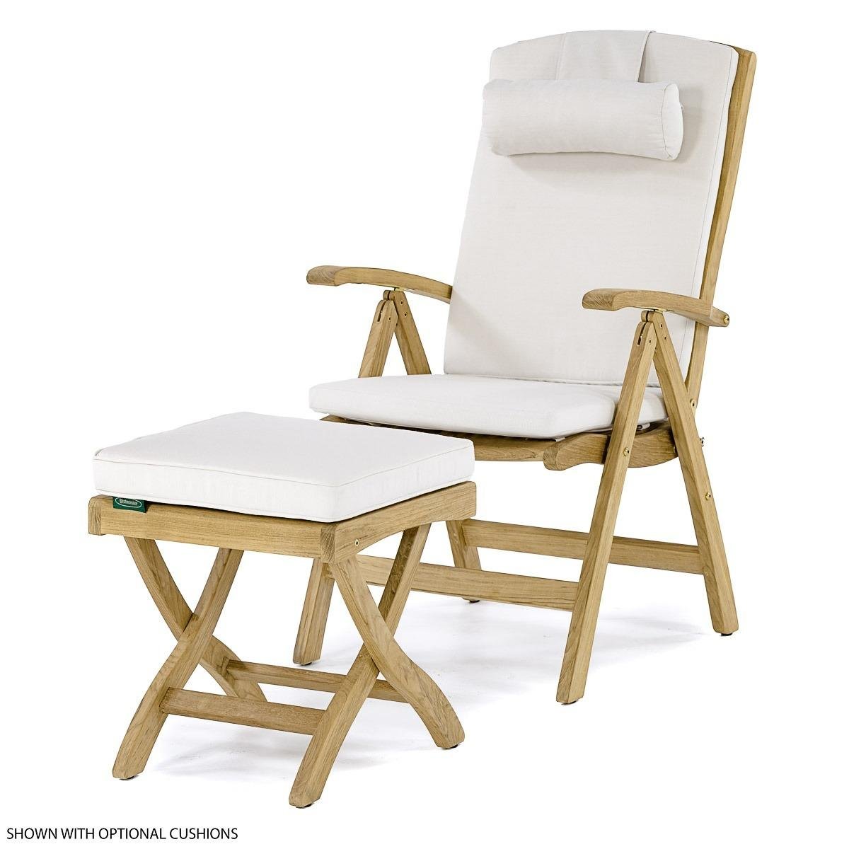 nania-kiia 2 Weimar Teak Garden Lounger Recliner & Ottoman With Cushion