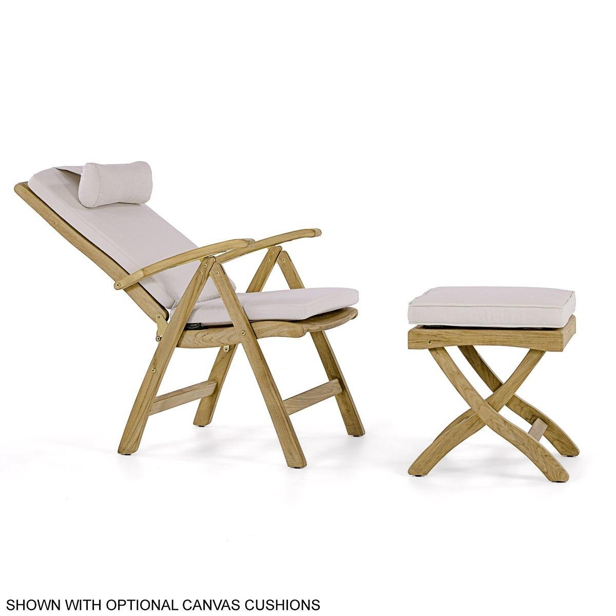 nania-kiia 3 Weimar Teak Garden Lounger Recliner & Ottoman With Cushion